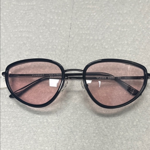 Vuarnet Black Cat Eye Frame Sunglasses with Pink Lenses - Picture 1 of 4